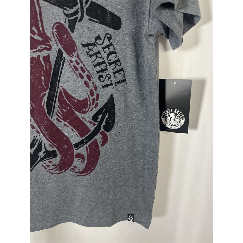 Secret Artist Collective Octopus And Anchor Design Gray T-shirt Size S Tatoo - Picture 3 of 11